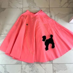 Kids 50’s Poodle Skirt Pink Size 12” Waist 30” Long Button Closure